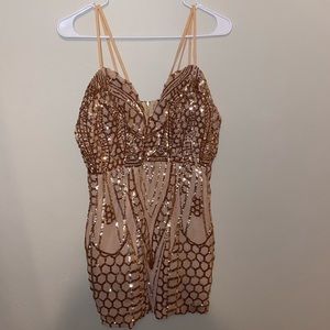 Windsor Tan/Gold Sequence Dress